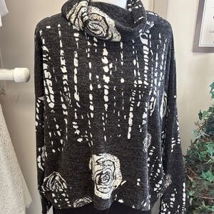 Clara Sun Woo Black and White Cowl Neck Sweater